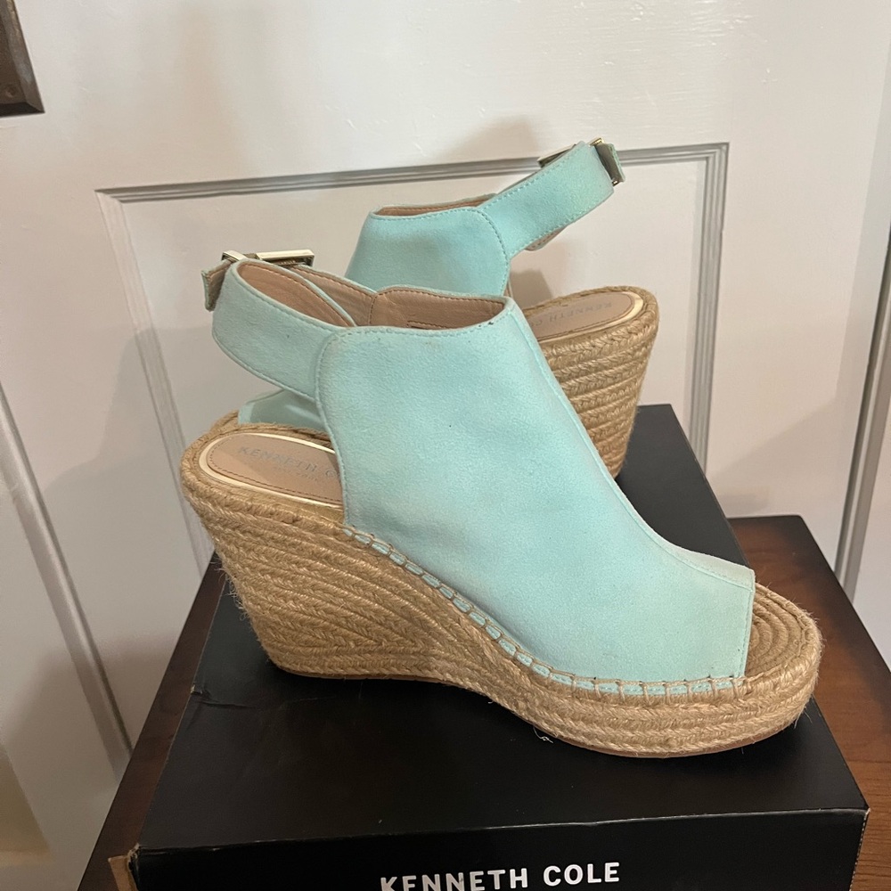 Kenneth Cole Olivia Espadrille Wedge - Aqua - Picture 4 of 7